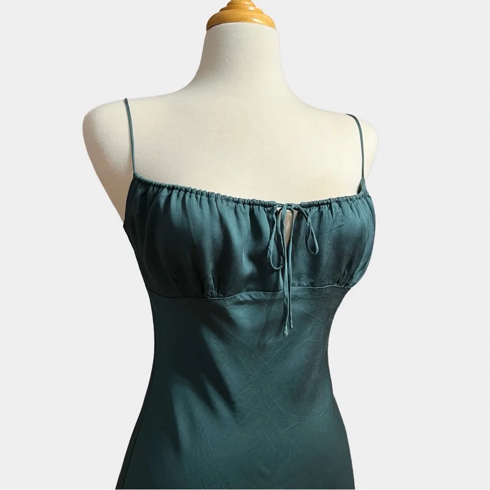PINK Victoria’s Secret TENCEL™ Slip Mini Dress | Y2K Emerald Green S-M - Picture 5 of 10